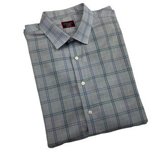 UNTUCKit Mens Plaid Wrinkle Free Classic Fit Button Up Blue-XXL